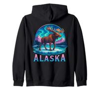Alaskan Moose Northern Lights Aurora Alaska Viaje Vacaciones Sudadera con Capucha