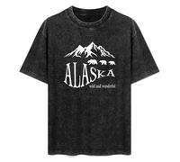 Alaskan T-Shirt Graphic Printed tee Shirt Mens Black Shirt L