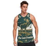 Alaska's Last Frontier - Camiseta sin mangas de secado rápido para hombre, informal, sin mangas, para deporte, baile, entrenamiento, La última frontera de Alaska, Large