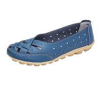 Alaso Mocasines de las Mujeres de Cuero Casual Confort Zapatos Planos Loafers Zapatos de Conducción Verano Sandalias Bailarinas Gran Tamaño 35-44, azul, 42 EU
