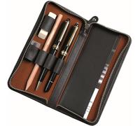 Alassio - 2638 Estuche para Lápices - Estuche de Cuero Negro