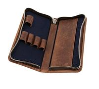 ALASSIO 2648 - Estuche de Piel para 3 Bolígrafos, Funda con Cierre, 17,5 x 8 x 2,5 cm, Color Marrón