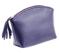 ALASSIO 2702 - Neceser de Piel auténtica con Cremallera y Cierre de Flecos de Piel, Bolsa pequeña, Neceser de Viaje, Bolsa de Maquillaje, Color Azul, Aprox. 15,5 x 11 x 5,5 cm, Azul, 16 cm, Soporte