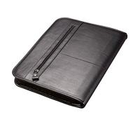 Alassio 30014 - Carpeta de anillas Limone, DIN A4, de piel negra, aprox. 36 × 28,5 × 4 cm