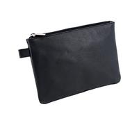 Alassio 42233 - Bolso para utensilios de banco, de piel con cremallera, para monedas, billetes y objetos de valor, money pouch, 23 x 16 cm, color negro