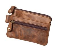 Alassio 42242 - Estuche para Llaves de Piel auténtica, Bolsillo para Llaves con 2 llaveros, Compartimento Adicional con Cremallera y 2 Compartimentos, Organizador de Llaves en marrón, Estuche para