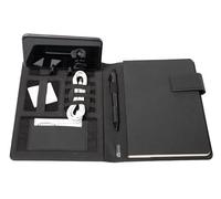 Alassio 46222 - Carpeta RPET STOP Ocean Plastic formato A5, carpeta de negocios de nailon y piel, portadocumentos, carpeta con bloc de notas, organizador para oficina y vida cotidiana, aprox. 22 x 17 x 2 cm, antracita