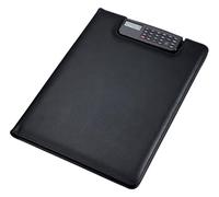Alassio BRESCIA 31500 - Carpeta de escritura en formato DIN A4, Portadocumentos de Piel Sintética, Carpeta de Negocios en Negro, Aprox. 33 x 25 x 2 cm, con Calculadora como Clip