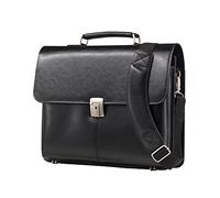 Alassio Faenza-Maletín de Piel auténtica para Ordenador 15", Bandolera con Compartimento para portátil y teléfono móvil, Equipaje de Mano Unisex Adulto, Negro, 41