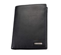 Alassio Kombi Geldbörse im Hochformat, aus echtem Leder, mit Metallemblem und innen Carbonoptik Monedero, 13 cm, Negro (Schwarz)