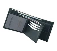 Alassio Monedero en formato apaisado, para hombre y mujer, de piel auténtica, con compartimento para monedas, 4 compartimentos para billetes y 8 ranuras para tarjetas de crédito, billetera en negro, aprox. 11,5 x 10 cm