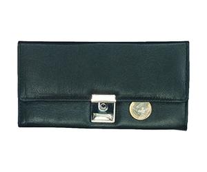 Alassio Monedero para Camarero de Piel de napa, Aprox. 18,5 x 9,5 cm, Monedero de 18 cm, Color Negro