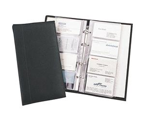 Alassio Visitenkarten Ringbuch aus FineTouch Lederimitat, mit Register A-Z und Einlagen für 120 Karten Caja para Tarjetas de Visita, 25 cm, Negro (Schwarz)
