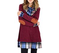 Alaster Queen Vestido Casual Mujer Invierno Cuello Alto Vestido Punto Mujer Manga Larga Vestido Sudadera Vestido Suelto Borgoña XXL