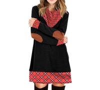 Alaster Queen Vestidos Casual Mujer Invierno Cuello Alto Vestidos de Punto Mujer Vestidos Manga Larga Suéter Vestidos Sueltos Negro S