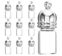 Alasum 10 Piezas de Frascos de Vidrio Pequeños Tapa Acrílica Plateada, Fáciles de Llevar y Perfectos para Manualidades y Viajes, Tamaño 23x11mm