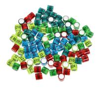 Alasum 100 Anillos para Palomas Mensajeras y Aves de Corral, Bandas de Identificación para Patas, Plástico Aluminio Durable, Colores Aleatorios Brillantes, Paquete de 100 Color Aleatorio