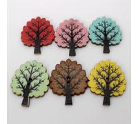 Alasum 100 Botones de Madera Forma de Árbol para Bricolaje y Manualidades, Pintados Multicolores, Multiusos para Ropa Infantil y Costura Creativa Color Aleatorio