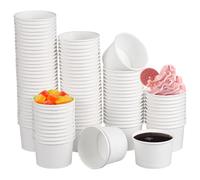 Alasum 100 Unidades Vasos Material Papel de 50ml de Papel Desechables para Degustación Diseño de Boca Ancha, Color Blanco Ideales para Café y Zumo