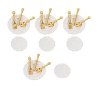 Alasum 12 para Casa de Muñecas Accesorios de Cocina de Aleación Metálica Set Plato Cuchillo Tenedor y Cuchara para Decoración y Comedor en Miniatura