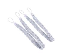 Alasum 2 Alzapaños para Atar Cortinas de Gasa o Flores para Cortinas de Poliéster en Color Plata, Cuerda Trenzada Decoración Práctica Hogar