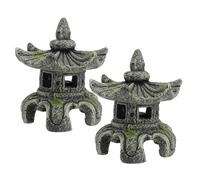 Alasum 2 Piezas Asian Aquarium Decor Resin Pagoda Ornaments Miniature Japanese Lantern Style Fish Tank Landscape with Hideout Shelter For Shrimp and Small Fish