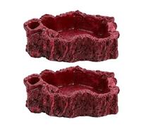 Alasum 2 Piezas Comedero para Reptiles de Resina Cuenco Estable Anti-vuelco para Tortugas y Serpientes Plato de Agua y Comida para Terrarios Pequeños