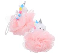 Alasum 2 Piezas Esponja de Baño de Unicornio Rosa para Niñas, Exfoliante Corporal Duradera y Resistente, Hecha de Pp y Pe, Adecuado para Baño y Ducha Infantil