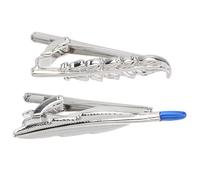 Alasum 2 Pinzas para Corbata Clásicas de Cobre Plata, Seguro y Cómodo para Uso Casual y Negocios, Diseño Simple y Elegante Tipo de Personas