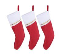 Alasum 3 Pares de Calcetines navideños de Fieltro: Calcetines navideños Grandes de Fieltro Rojo con puños Blancos y Ribete Dorado. Adornos Colgantes para la decoración de la Chimenea en Fiestas