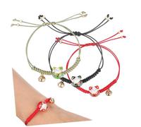 Alasum 3 Piezas Pulseras Ajustables de Gato Maneki Neko Pulsera con Campana para Año Relación y Fortuna Accesorio Unisex para Mujeres Hombres y Niñas