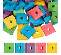 Alasum 300 Piezas Juguete Masticable de Madera para Loros DIY de Chips | Orificio para Colgar, Apto para Ejercicio y Desarrollo de Habilidades Color Aleatorio