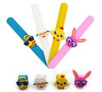 Alasum 4 Piezas Pulseras Slap de Pascua Pulseras de Silicona Divertidas con Diseño de Pollito y Huevo Brazaletes Creativos para Accesorios para Decoración y Infantiles