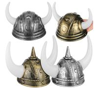 Alasum 4 Piezas Sombreros Medievales con Cuernos Casco Vikingo Reutilizable para Fiestas de Disfraces Carnavales y Fiestas de Baile