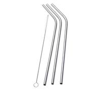 Alasum 4piezas Pajitas Reutilizables de Acero Inoxidable Juego de Cañitas Curvas con Cepillo de Limpieza Óxido sin Sabor Metálico Aptas para Zumos y Bebidas