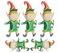 Alasum 5 Globos Navideños de Aluminio Verde Diseño de Duende para Decoración de Fiestas de Navidad, Resistentes y Fáciles de Aplicar, Adecuado para Centros de Mesa