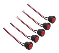 Alasum 5 Interruptores de Botón Momentáneo de 12 Mm Cableado Previo para Automóviles y Barcos, Material Abs y Cobre, Fácil en Varios Dispositivos y Circuitos