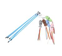 Alasum 5 Varitas de Juguete para Gatos con Forma de Pez, Material Plástico y Felpa, con Cascabeles y Serpentinas de Arcoíris, Adecuado para Ejercicio y Entretenimiento en Interiores