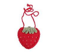 Alasum Bolso Bandolera Pequeño de Hombro Forma de Fresa, Tejido a Mano en Lana Roja, Bolso de Punto Kawaii para Mujer y Niña, Bolsa para Celular y Accesorios Diarios
