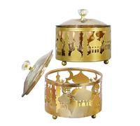 Alasum Caja de Dulces de Oriente Medio 2 Piezas Doradas de Hierro y Pet Diseño Delicado y Práctico para Bodas y Banquetes