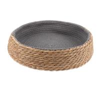 Alasum Cama para Gatos y Perros Pequeños Nido Redondo de Ratán Natural con Cojín Acolchado Resistente y Ligero para Mascotas Diseño Estético y Transpirable Color Gris Oscuro Pequeño