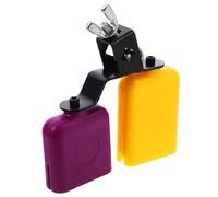Alasum Cencerro para Batería de Bloque, Tonos Altos y Bajos, Metal y Abs, Ajustable en Ángulo, para Kit de Batería, Amarillo y Púrpura