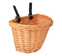 Alasum Cesta para Bicicleta Infantil Tejida a Mano en Forma de D Tamaño Pequeño Cesta del Manillar Delantero de Mimbre Natural para Bicicletas Niña Almacenamiento Color Aleatorio