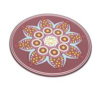 Alasum Cojín Redondo para Cuenco Sonoro Grande Mandala Marrón, Tapete Bordado Artesanal, Almohadilla Resistente para Meditación y Terapia de Sonido Budista