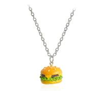 Alasum Collar de Aleación para Mujer Colgantes de Hamburguesa y Papas Fritas en Forma Divertida, 2 Piezas, Diseño Moderno y Personalidad para Amigas