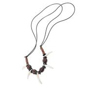 Alasum Collar Tribal Hombre Ajustable Cuentas Acrílicas, Estilo Colmillo Blanco, Cadena para Hombre Ligero Adecuado para Playa, Surf y Uso Diario
