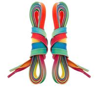 Alasum Cordones Planos Degradado y Encerados Patines de Hockey en Diseño Arcoíris Resistentes al Agua, de Poliéster para Patinaje Interiores y Exteriores