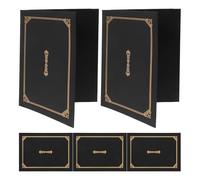 Alasum Cubiertas Protectoras para Documentos A4 en Papel Negro Estampado Dorado, 5 Unidades para Proteger y Presentar Certificados en Casa U Oficina