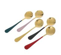 Alasum Cucharas de Acero Inoxidable Aptas para Mezclar en Cocina y Repostería para Postre Juego de 5 Mango Largo, Diseño Pulido Delicado para Cocina y Repostería