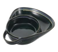 Alasum Cuenco de Cerámica Forma de Abanico y Compartimentos Divididos para Desayuno y Snacks, Diseño Vintage Creativo Adecuado Hogar